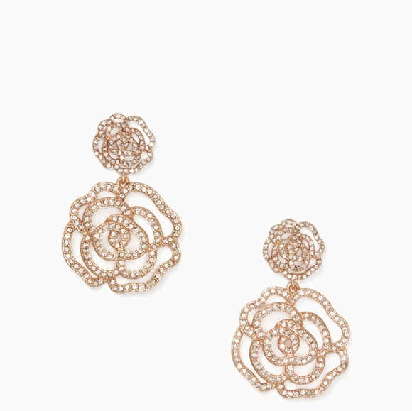 kate spade Jewelry - NWOT kate spade Goldtone Crystal Rose Drop Ear.